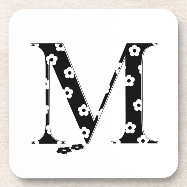 Flower Pattern Letter M Coaster (Front)