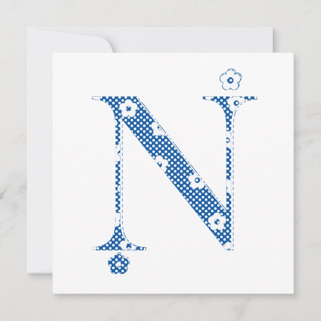 Flower Pattern Letter N(blue) (Front)