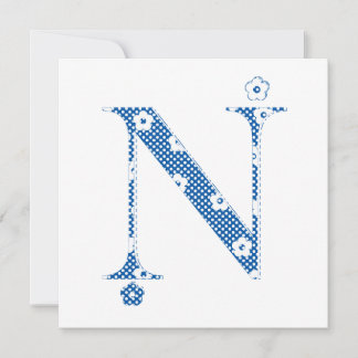 Flower Pattern Letter N(blue)