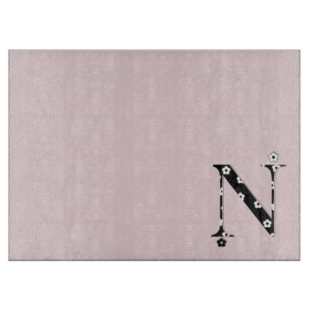 Flower Pattern Letter N Cutting Board (Front)