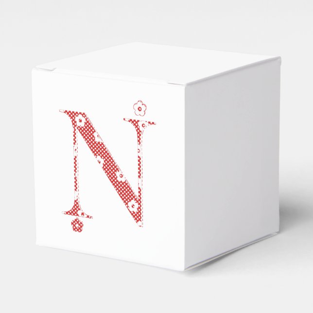 Flower Pattern Letter N(red) Favour Box (Front Side)