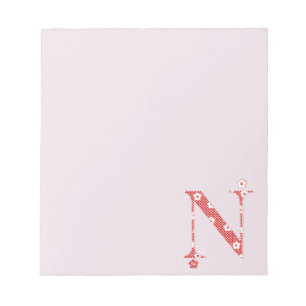 Flower Pattern Letter N(red) Notepad