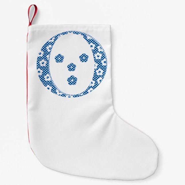 Flower Pattern Letter O(blue) Small Christmas Stocking (Front)