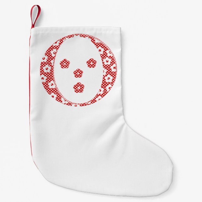 Flower Pattern Letter O(red) Small Christmas Stocking (Front)