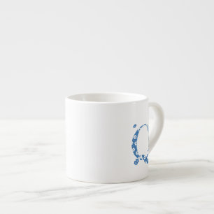 Flower Pattern Letter Q (blue) Espresso Cup
