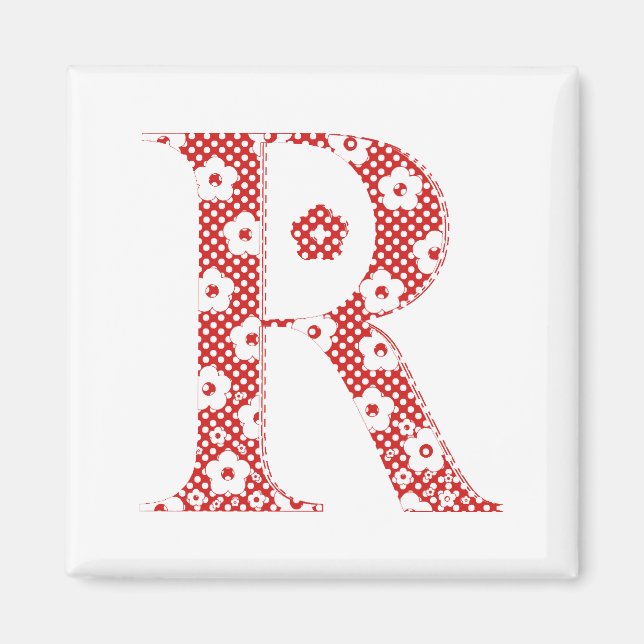 Flower Pattern Letter R(red) Magnet (Front)