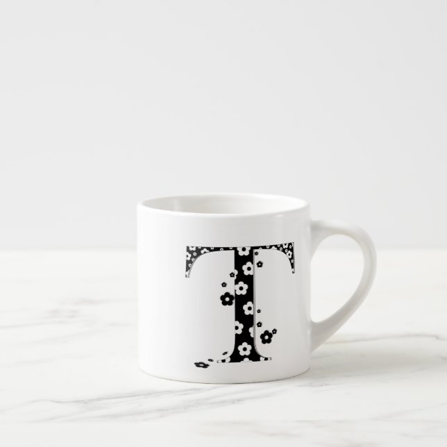 Flower Pattern Letter T Espresso Cup (Right)