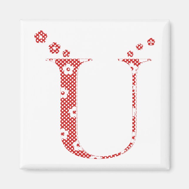 Flower Pattern Letter U(red) Magnet (Front)
