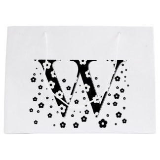 Flower Pattern Letter W Large Gift Bag