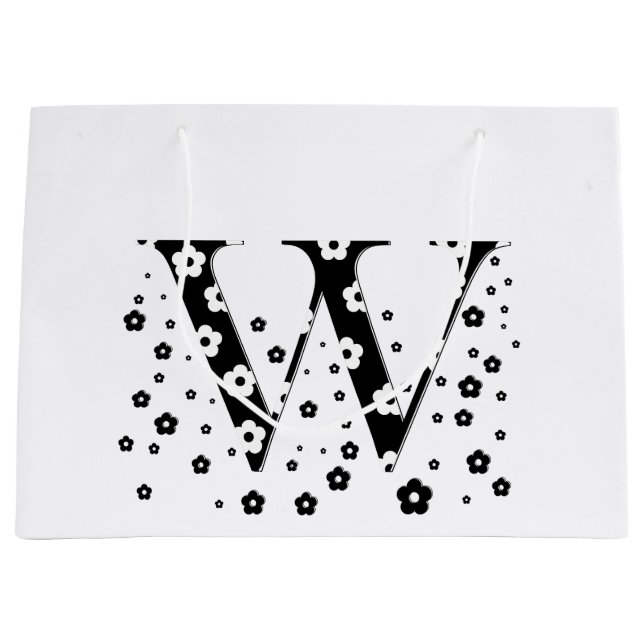 Flower Pattern Letter W Large Gift Bag (Front)