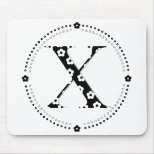 Flower Pattern Letter X Mouse Pad