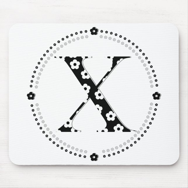 Flower Pattern Letter X Mouse Pad (Front)