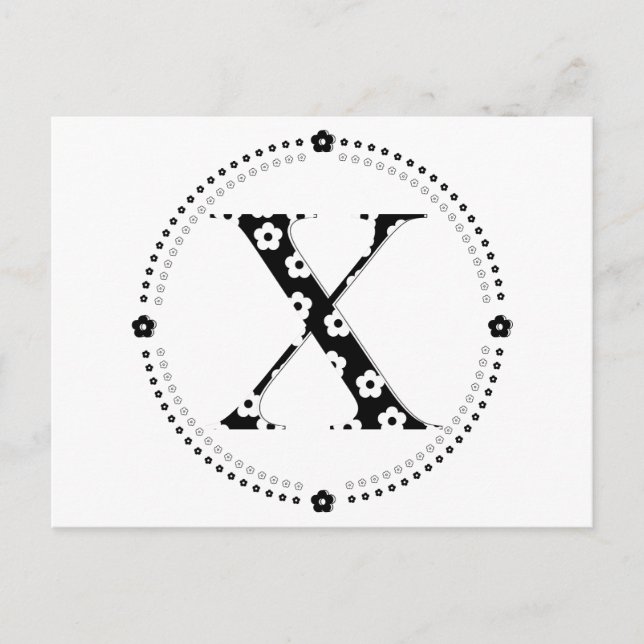 Flower Pattern Letter X Postcard (Front)