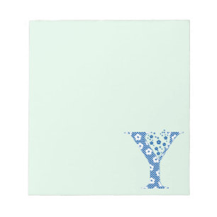 Flower Pattern Letter Y(blue) Notepad