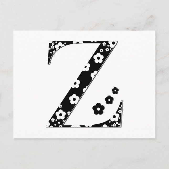 Flower Pattern Letter Z Postcard (Front)