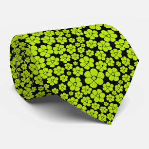 Flower Pattern - Lime Green Tie