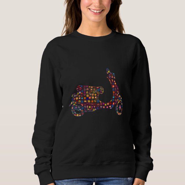 Flower Pattern Motor-Scooter Motorcycle Sweatshirt (Front)