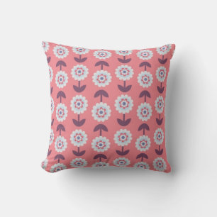 Flower Pattern on Pink Retro Cushion