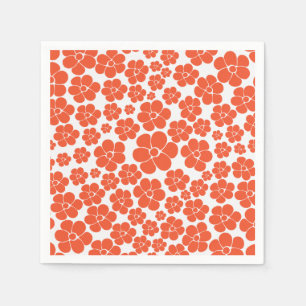 Flower Pattern - Orange and White Napkin