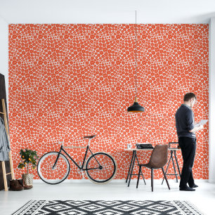Flower Pattern - Orange and White Wallpaper