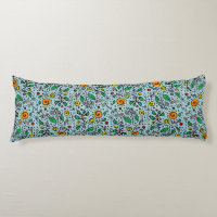 Flower Pattern orange Swirl Berry on Teal - 