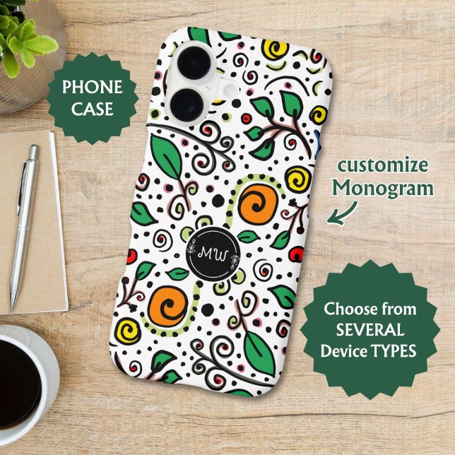 Flower Pattern orange Swirl Berry on White -  (Creator Uploaded)