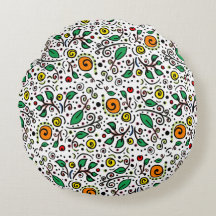 Flower Pattern orange Swirl Berry on White - 