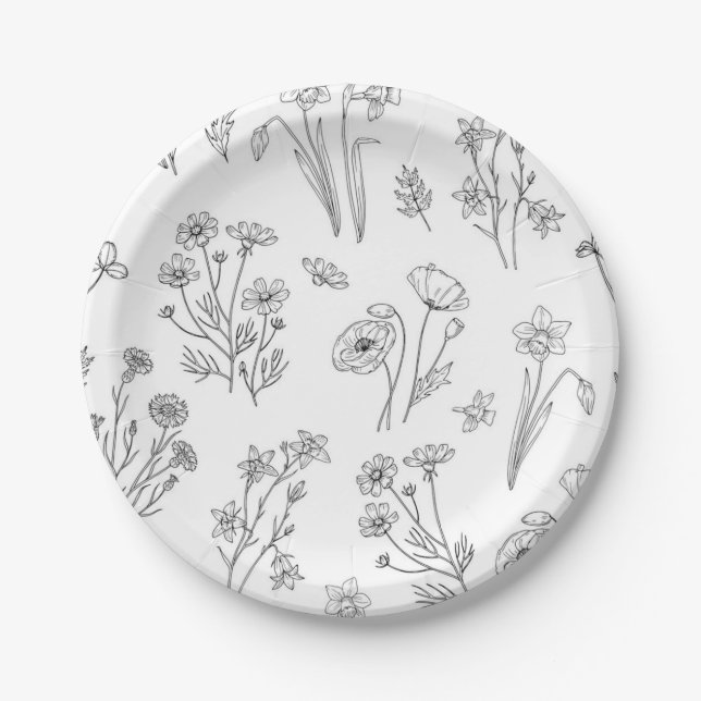 Flower pattern paper plate (Front)