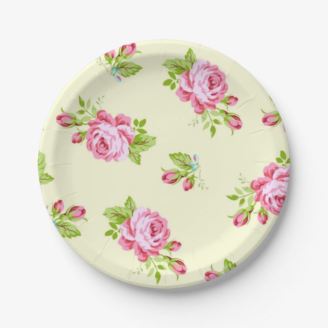 Flower pattern paper plate (Front)
