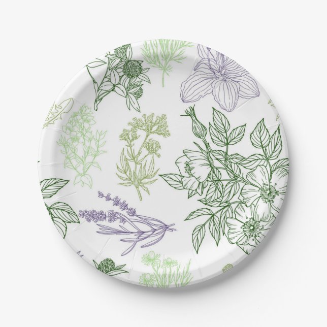 Flower pattern paper plate (Front)