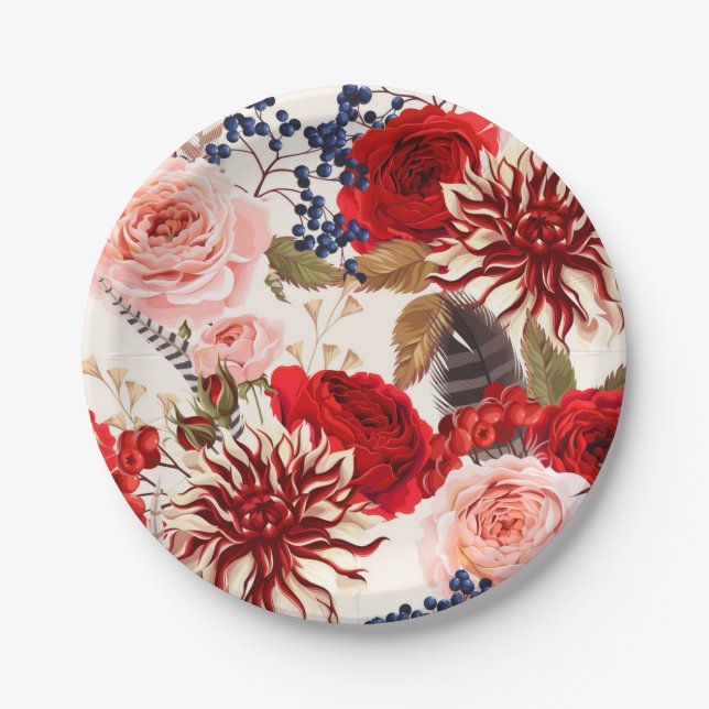 Flower pattern paper plate (Front)
