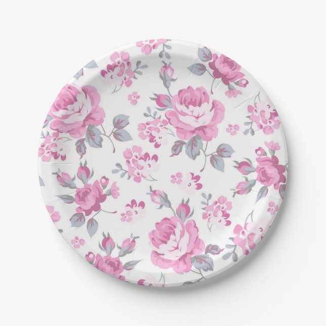 Flower pattern paper plate (Front)