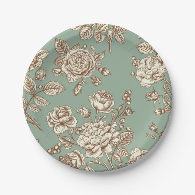 Flower pattern paper plate (Front)