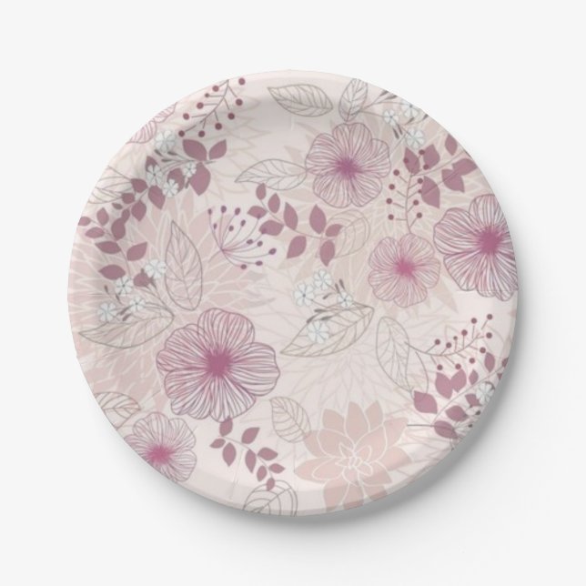 Flower pattern paper plate (Front)