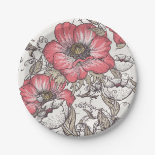 Flower pattern paper plate