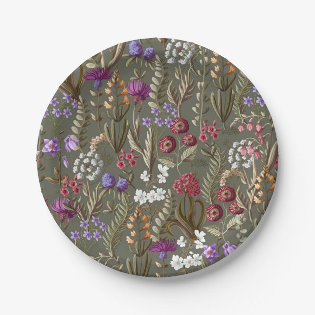 Flower pattern paper plate (Front)