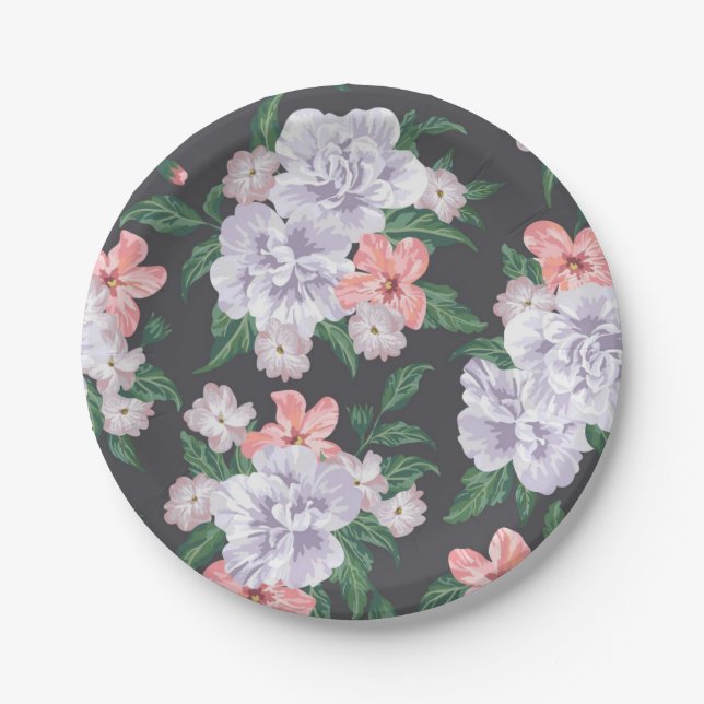 Flower pattern paper plate (Front)