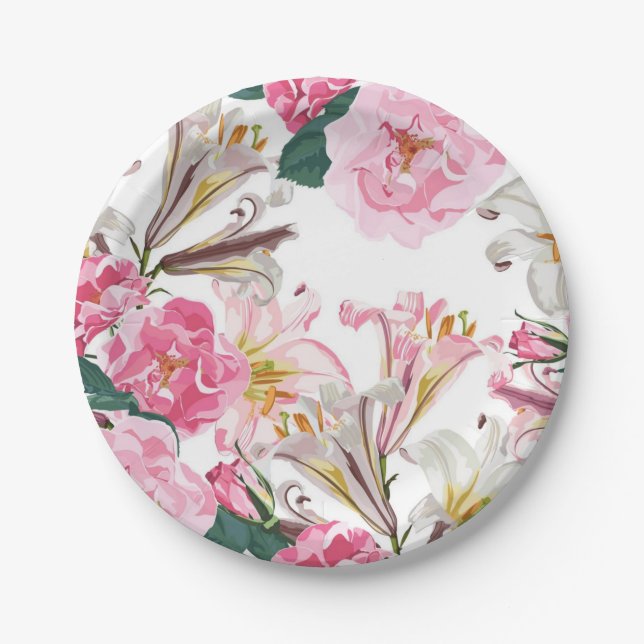 Flower pattern paper plate (Front)
