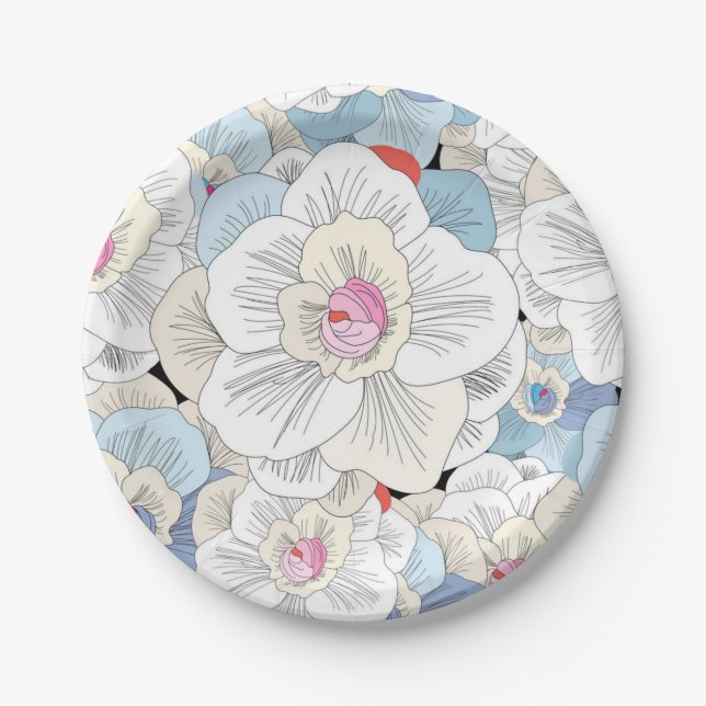 Flower pattern paper plate (Front)