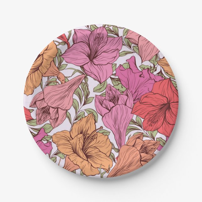 Flower pattern paper plate (Front)