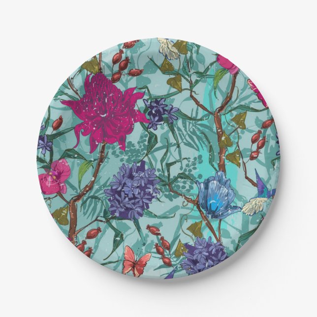 Flower pattern paper plate (Front)