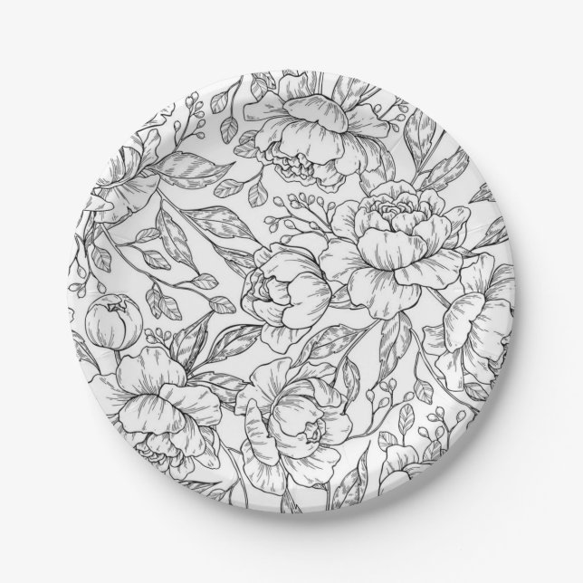 Flower pattern paper plate (Front)