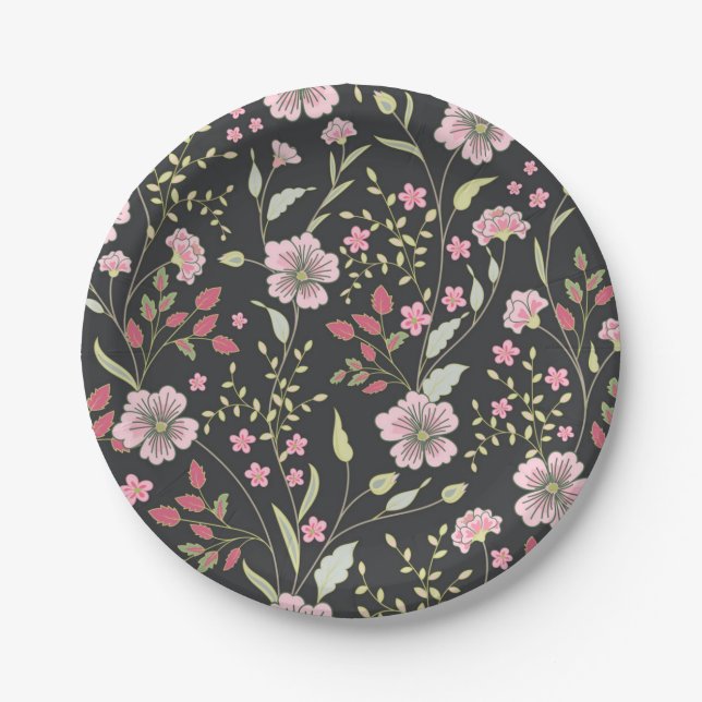 Flower pattern paper plate (Front)