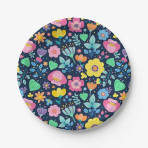 Flower pattern paper plate