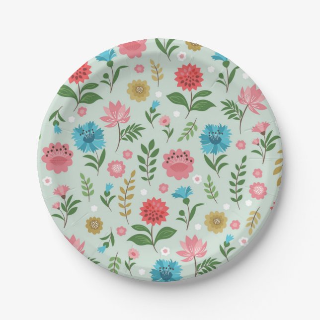 Flower pattern paper plate (Front)