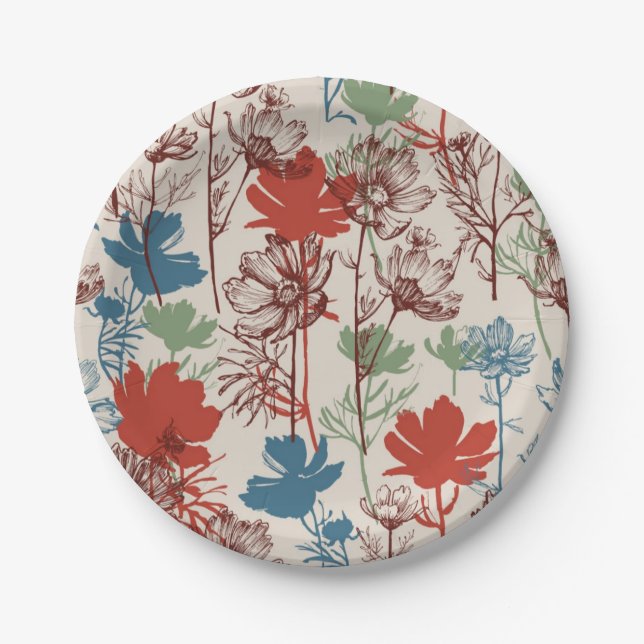 Flower pattern paper plate (Front)