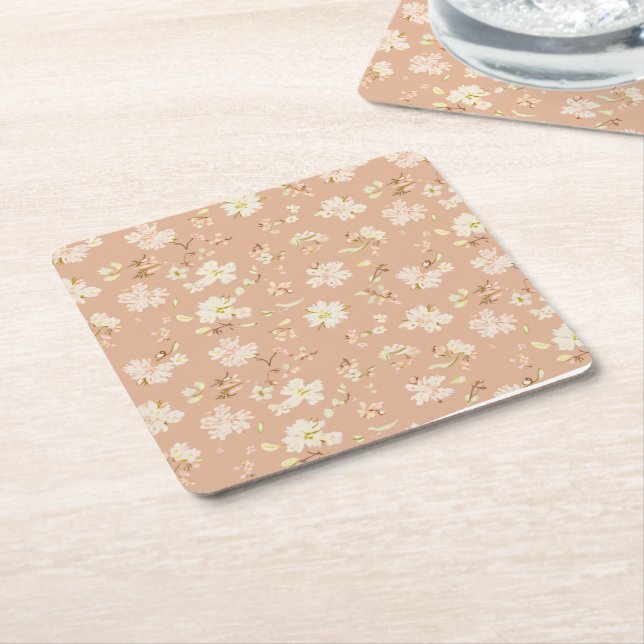 Flower Pattern Papper Coaster (Angled)