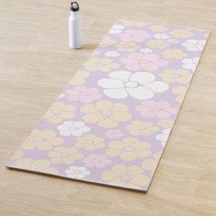 Flower Pattern - Pastel Pink, Yellow and Purple Yoga Mat