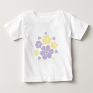Flower Pattern - Pastel Yellow and Purple Baby T-Shirt