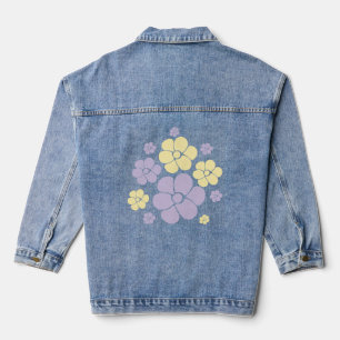 Flower Pattern - Pastel Yellow and Purple Denim Jacket